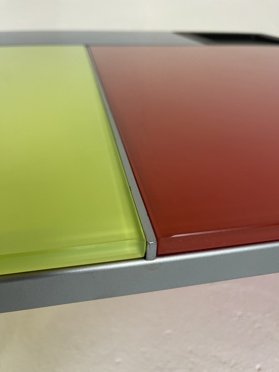 Tableau Mondrian Ciacci vintage en Italie vers 1980. – Tables basses, Glass, Metal (photo 10 of 15)
