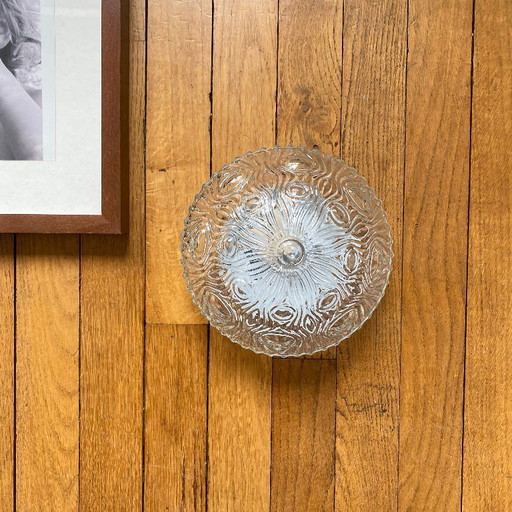 Piccola lampada da parete/soffitto con vetro spesso, anni '70-'80