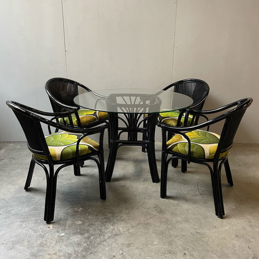 Juego de comedor vintage de bambú