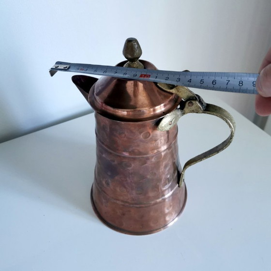 Image 1 of CAFFETTIERA ANTICA ARTIGIANALE IN RAME E OTTONE