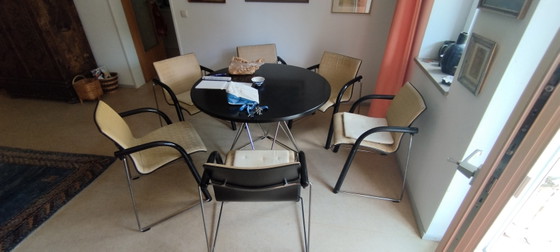 Thonet tafel "Eiffel Base" met 6 stoelen – Eetkamerset, Metal, Textile (photo 6 of 6)