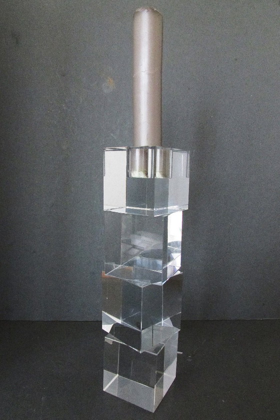 Portacandele geometrico in vetro trasparente, Cristallo, Modern (foto 6 di 6)