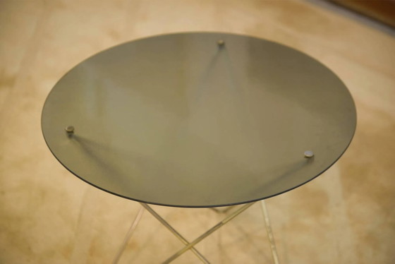 Tavolino in ottone e vetro, design anni '60. – Tavolini, Cristallo (photo 2 of 7)