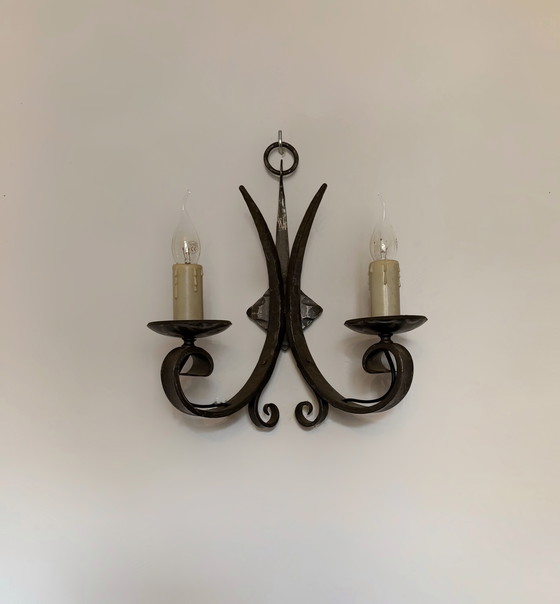 Image 1 of Lampada da parete in ferro battuto degli anni &#39;60, stile neogotico