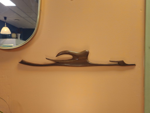 Decoración de pared escandinava de teca con pájaros