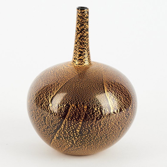 Image 1 of Raro vaso in vetro vintage, nero/oro