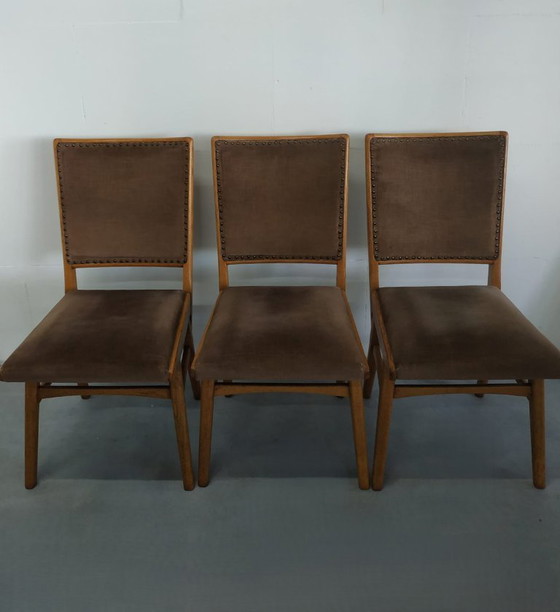 Image 1 of Prachtige set van 3 vintage jaren Scandinavische stijl 50-60 eetkamer keukenstoelen