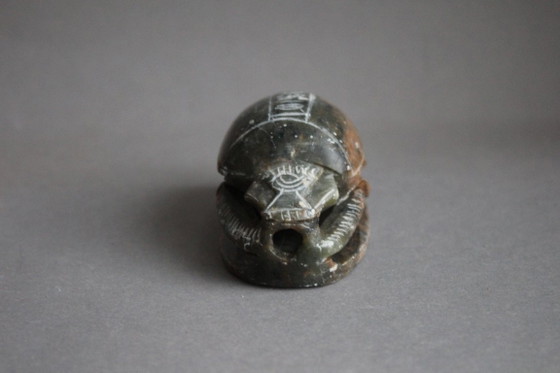 Image 1 of Großer Skarabäus aus Stein 340g Handgeschnitzt mit Hieroglyphen Bleistifthalter