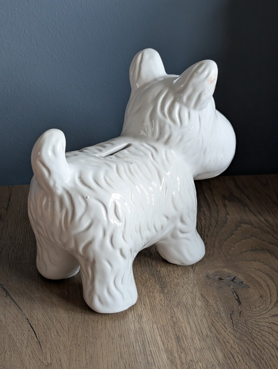 Image 1 of Vintage white terrier dog piggy bank