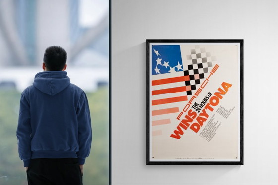 Image 1 of Porsche gana las 24 Horas de Daytona – 1987 Póster original de Porsche de época – Automovilismo clásico – 102 x 76 cm