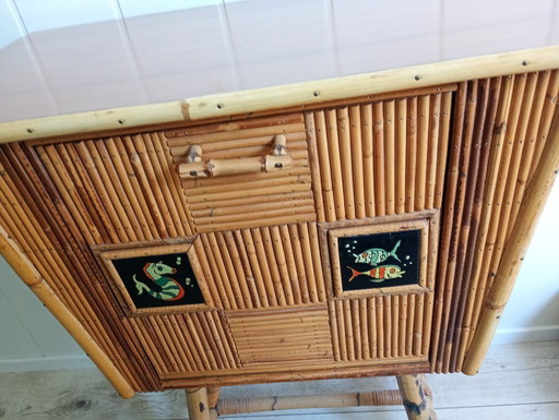 Vintage rotankast bamboe 1960