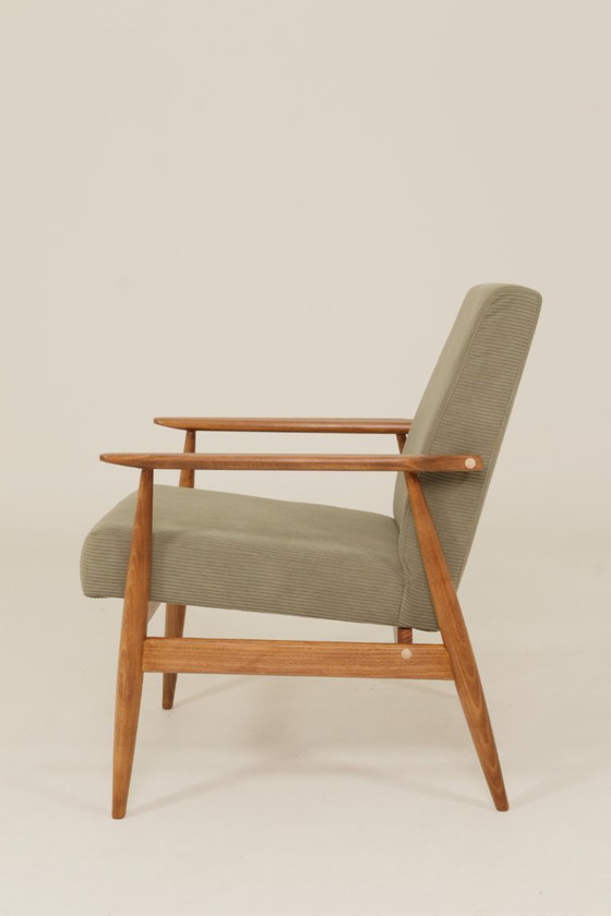 Image 1 of Vintage fauteuil in kakigroen corduroy-design van H.Lis