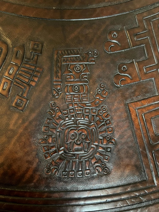 Monumentaler Angel Pazmiño Leder- & Holz-Couchtisch – Muebles de Estilo, Ecuador, 1960er/70er – Pazmino (photo 12 of 19)