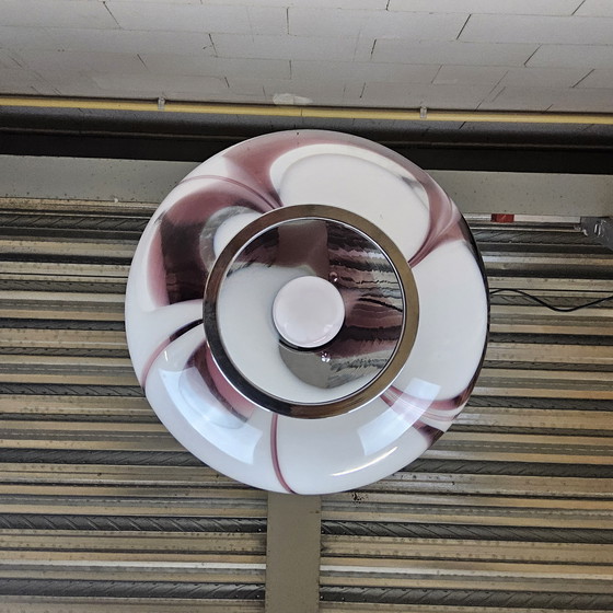 Image 1 of Vintage Itiliaans design Aubergine glazen Carlo Moretti Murano hanglamp (70s) / Italian design glass bulb hanging light 