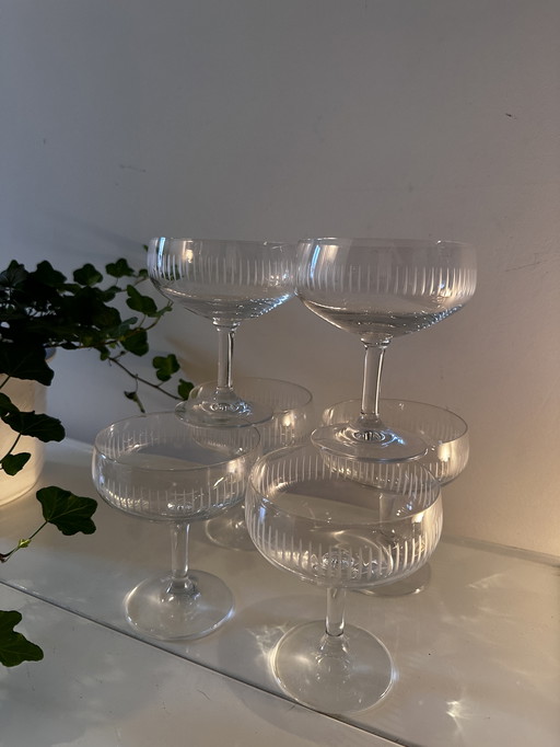 Ensemble de 6 coupes à champagne en cristal