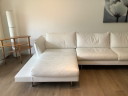 White leather corner sofa, Chaise Lounges