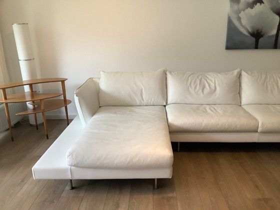 Image 1 of Weißes Lederecksofa, Chaiselongues