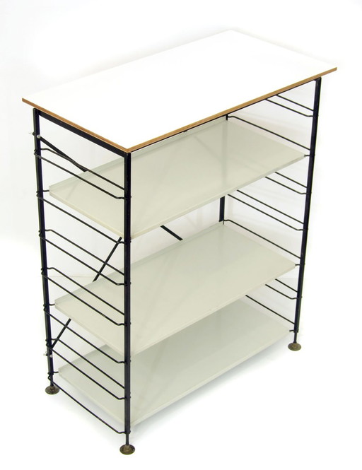 Minimal classic vintage design free standing table top with adjustable shelves