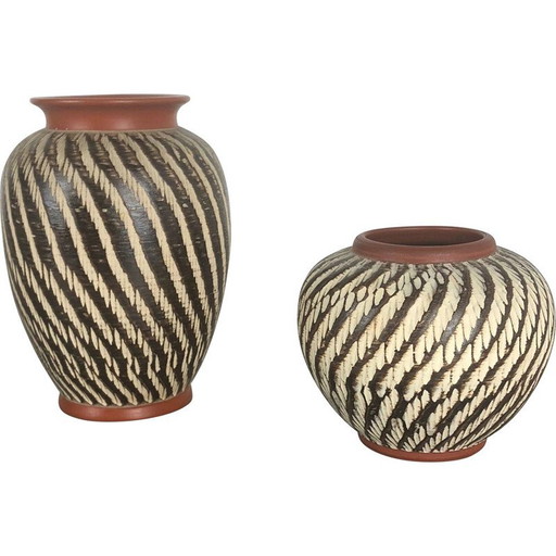 Paire de vases en céramique vintage de Wekara, Allemagne 1960