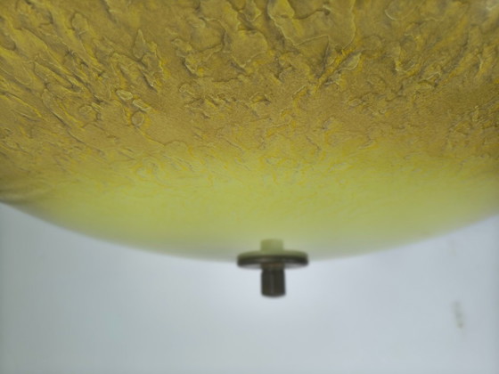 Image 1 of Lámpara colgante Art Déco Ø56 cm - Cristal opalino y latón - ca. 1935