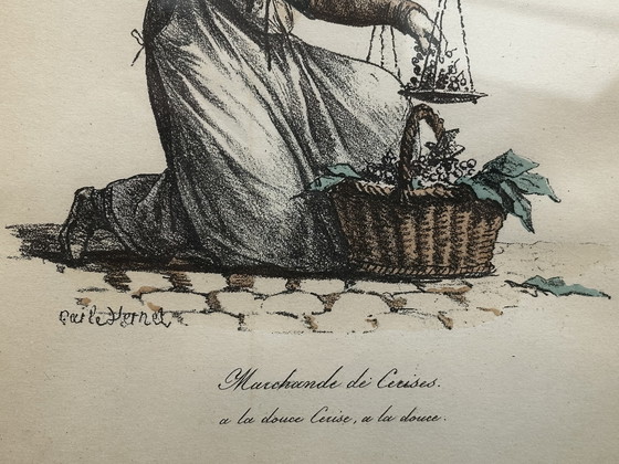 Image 1 of Carle Vernet - 2 incisioni - I mestieri di una volta - sotto cornici di legno