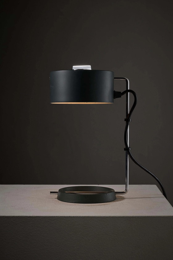 Minimalist Anthracite and Chrome Adjustable Desk Lamp with Ring Base, Table lamps, Metal, Cast Iron, White (photo 4 of 6)