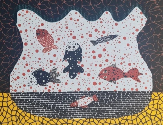 Image 1 of D'après Yayoi Kusama, Poisson rouge, Lithographie, années 1990