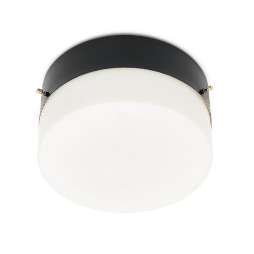 Plafonnier en verre blanc opale, années 1950