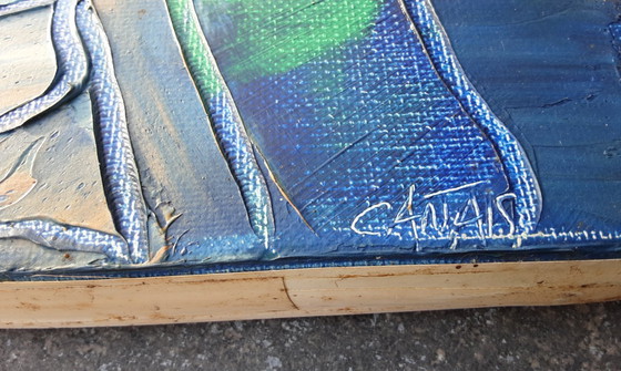 Image 1 of Dipinto La città blu, 2007, Bruno Cantais, 81 x 65 cm, certificato.