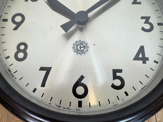 Image 1 of Industrial Brown Bakelite Factory Wall Clock from Chronotechna, 1960s