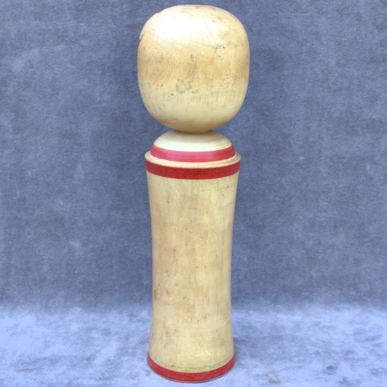 Image 1 of Authentic vintage handmade Japanese kokeshi doll 12.20 inch with floral decor 31 cm home decor signed collectible piece