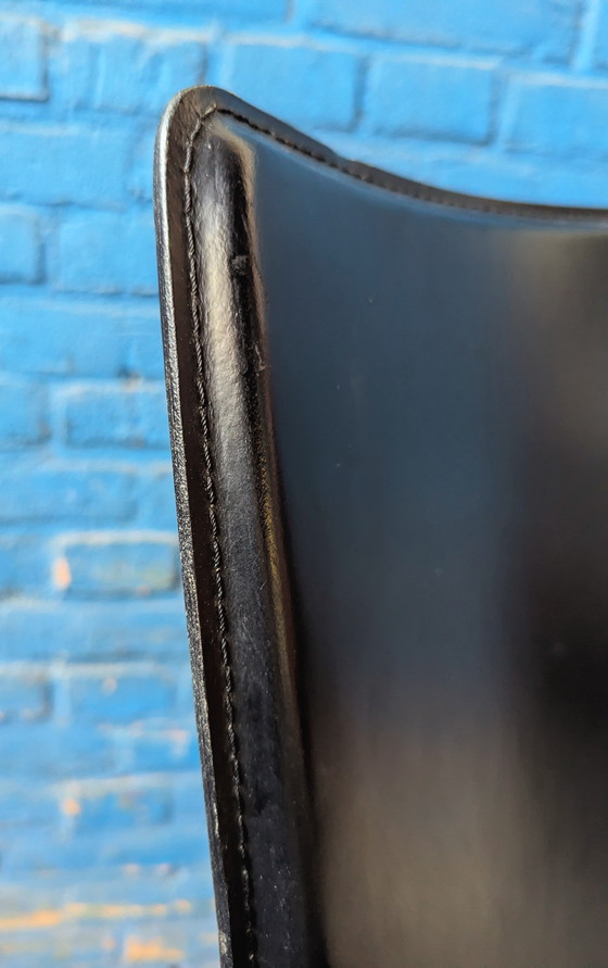 Image 1 of 6x vintage Italiaanse eetstoelen- zwart leer- Ciacci Kreaty 