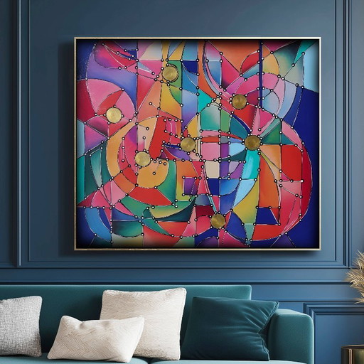 Kubisme A1361 - abstract schilderij XXL