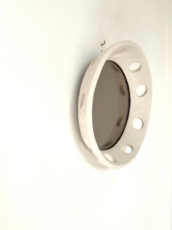 Image 1 of French contemporary ceramic mirror, "Tondo" by Renzo Maar