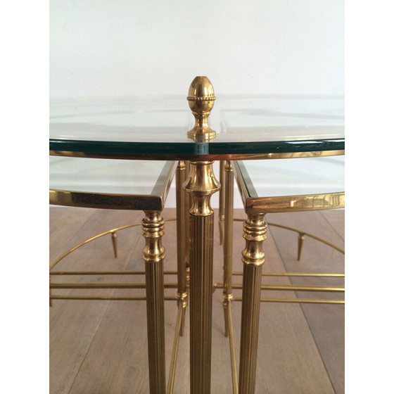 Image 1 of Round vintage Neoclassical Brass Coffee Table, 1970