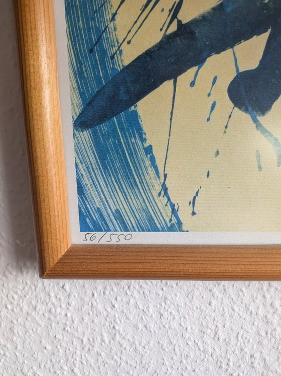 Grande lithographie/œuvre graphique abstraite en couleurs de Susanne Hauenstein (1999), signée à la main et (photo 2 of 5)