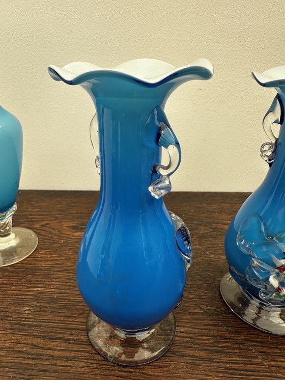 Image 1 of 4 vintage Murano glass soliflore vases