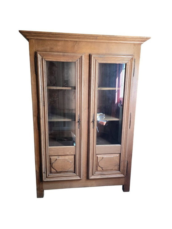 Libreria antica in legno massello di quercia con due ante in vetro. – Vetrine, Glass, Wood (photo 5 of 5)