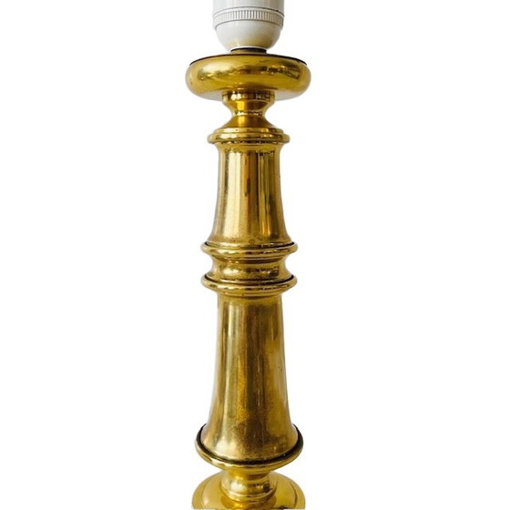 Image 1 of Lampada da tavolo vintage Hollywood Regency XL in ottone grigio oro