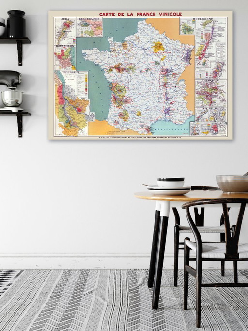 Vins de France 1949 - Vintage map of French wine regions - (84.1 x 118.9 cm)