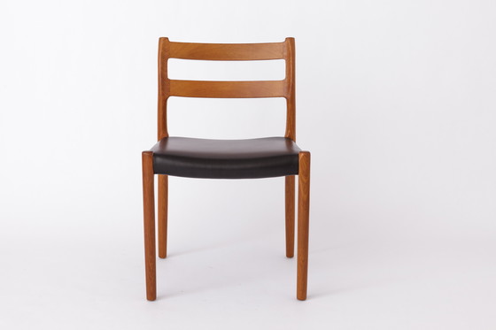 Image 1 of 5 Stühle Niels Otto Møller Modell 84 - dänische Esszimmerstühle aus Teakholz und Leder (1974) - Mid-Century Modern Design
