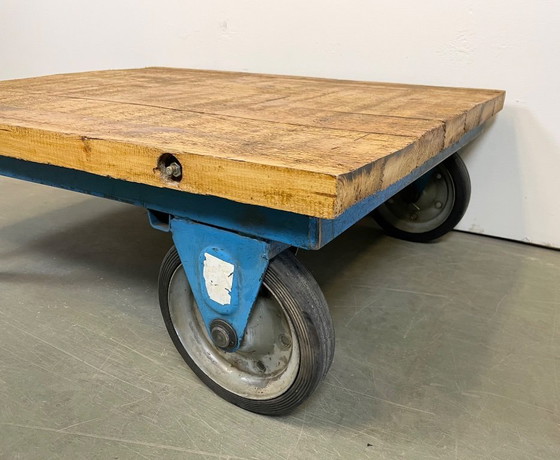 Image 1 of Blue Industrial Coffee Table Cart, 1960s