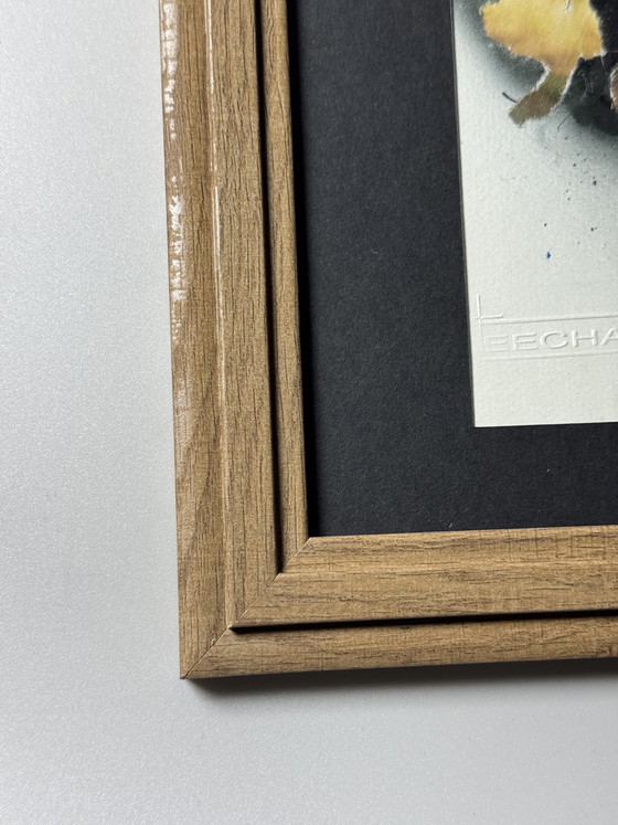 Image 1 of Eugène Eechaut (1928-2019) - ingelijste inktcompositie met collage, 1987