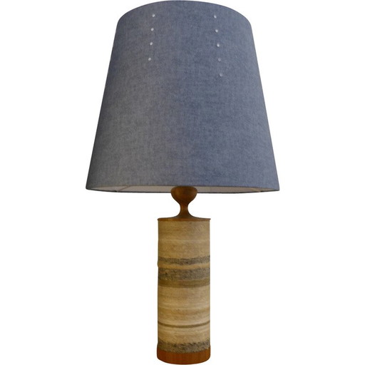 Scandinavian vintage lamp in teak and rope