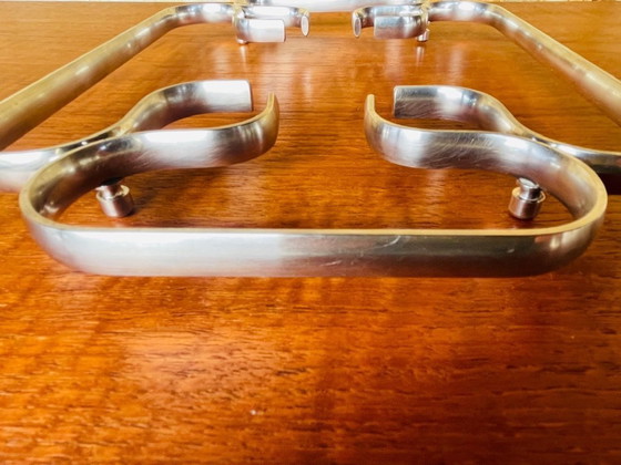 Image 1 of Art Deco, vintage, verzilverde onderzetter uit Italië, jaren 1940