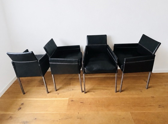 4x KFF Texas Sedie da pranzo – pelle nera con gambe in acciaio inossidabile – Metallo (photo 3 of 15)