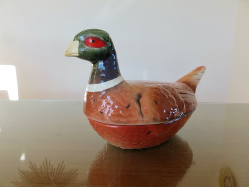 Pheasant terrine in slipware by Michel Caugant, 1950s-60s