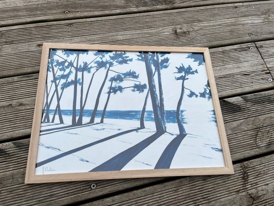 Image 1 of Ink on paper, framed. Size 30x40cm.