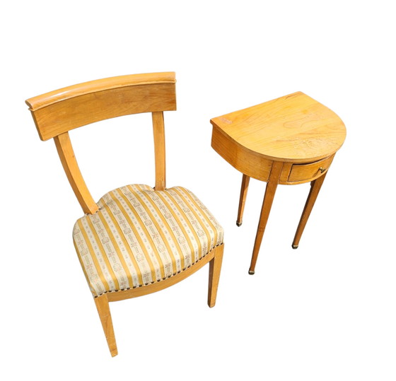Sedie Biedermeier in Legno di Ciliegio Abbinate, Set Tavolino, Consolle a Treppiede – Set da pranzo (photo 6 of 24)
