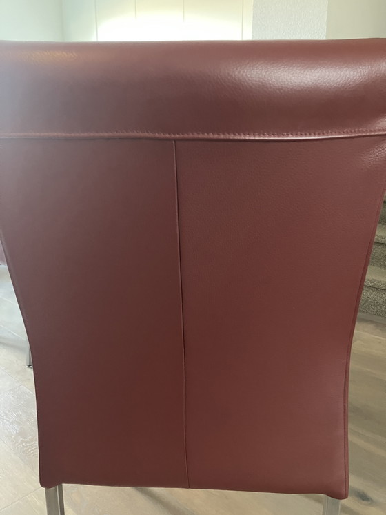 Image 1 of 8 sedie da pranzo in pelle rossa Toledo in pelle